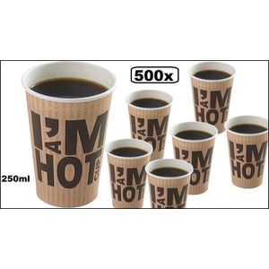500x Koffiebeker I am Hot 250cc -  - Koffie thee chocomel soep drank water beker karton
