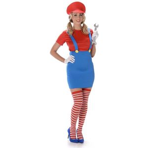 Karnival Costumes Verkleedkleding Mario Kostuum voor vrouwen Deluxe Rood - L