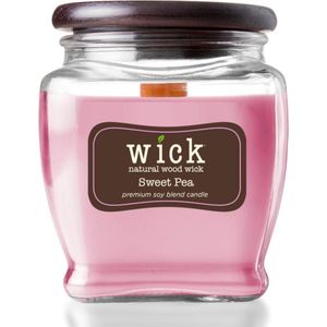 Colonial Candle – Wick Sweet Pea - 425 gram | geurkaars sojablend | 60 tot 90 branduren | houten knisperlont | fruitig en bloemig | meloen, bessen, bloemen, musk | lente en zomer kaars |