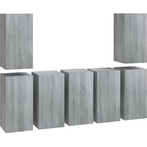 vidaXL Tv-meubels 7 st 30,5x30x60 cm bewerkt hout grijs sonoma eiken