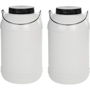 CM Jerrycan container voor vloeistof/voedsel/wecken - 2x - 5 liter - Kunststof - met draaidop - 16 x 30 cm - camping - opslag - rond