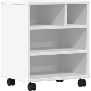 vidaXL - Printerkastje - met - wielen - 41x32x48 - cm - wit