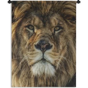 Wandkleed Leeuw - nieuw - Close-up van een leeuw Wandkleed katoen 120x160 cm - Wandtapijt met foto XXL / Groot formaat!