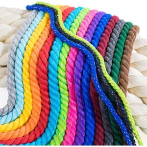 3 strengen naturel katoenen touw - ambachtelijke koord - super zacht - wit en diverse kleuren - 1/4 inch diameter - 10 voet.