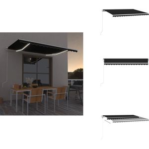 vidaXL Uitschuifbare Luifel - Uitschuifbare Luifels - Uittrekbare Luifel - Uittrekbare Luifels - Luifel automatisch met LED en windsensor 450x300 cm antraciet