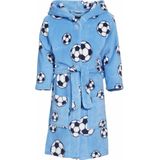 Blauwe badjas/ochtendjas met voetbal print voor kinderen. 98/104
