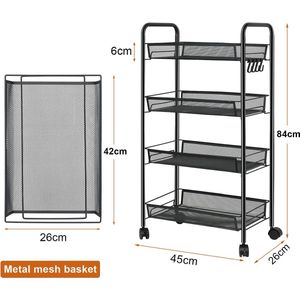 multifunctionele trolley met wieltjes voor keuken, kantoor, badkamer -Storage trolley - Rolling trolley with wheels,