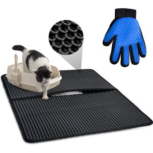 Tastelio XXL Kattenbakmat - Grit opvanger - Waterdicht - 75 x 55 cm - Zwart