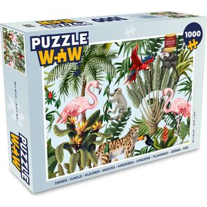 Puzzel Jungle - Dieren - Meisjes - Kinderen - Jongens - Flamingo - Papegaai - Legpuzzel - Puzzel 1000 stukjes volwassenen