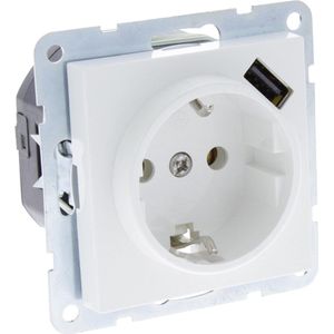 Q-Link S–Line contactdoos – randaarde – USB – 2.1A – 5V – polarwit