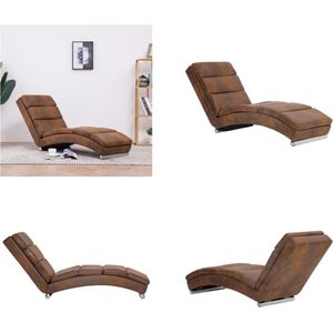 vidaXL Chaise longue kunstsuède bruin - Chaise Longue - Chaise Longues - Ligstoel - Ligstoelen