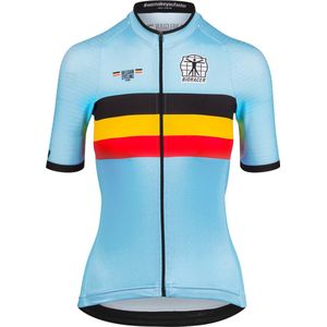 BIORACER Belgian Cycling Fietsshirt Dames Korte Mouw - Officieel Team Belgium - Model 'Icon' - Blauw - Maat L - Fietskleding Dames