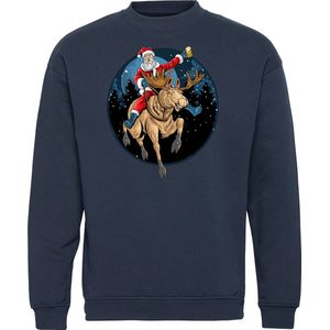 Kersttrui Santa Beer Rudolf | Foute Kersttrui Dames Heren | Kerstcadeau volwassenen | Kerst | Navy | maat XS