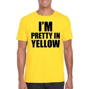 I am pretty in yellow tekst t-shirt geel heren - gele heren fun shirts L