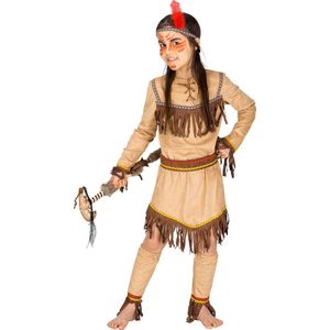 dressforfun - meisjeskostuum indianenvrouw vlugge otter 128 (8-10y) - verkleedkleding kostuum halloween verkleden feestkleding carnavalskleding carnaval feestkledij partykleding - 300657
