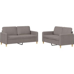 The Living Store 2-delige Loungeset met kussens stof taupe - Loungeset - Bankstel - Tuinbank - Buitentijd - Relaxen