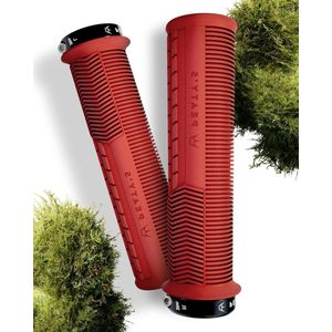 Monarch Grips - Rood Paddestoel - Trail Comfort Duurzaam Ergonomisch - Vingerstangen Ondersteuning Duimpad - Alle Weer & Terrein - MTB Enduro Downhill Ebike handlebar grips