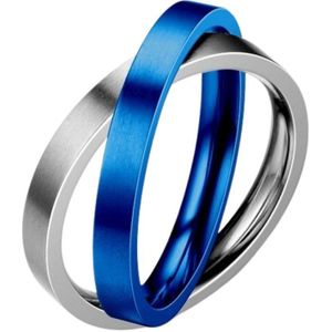 Anxiety Ring - (2 ringen) - Stress Ring - Fidget Ring - Anxiety Ring For Finger - Draaibare Ring - Spinning Ring - Zilver-Blauw - (20.00 mm / maat 63)