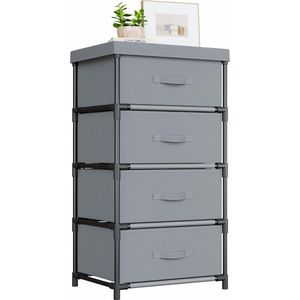 Stoffen commode met 4 laden - grijs - stevig stalen frame