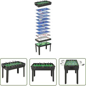 The Living Store Multispeeltafel - 15-in-1 - Zwart - 121 x 61 x 82 cm - Inclusief spellen