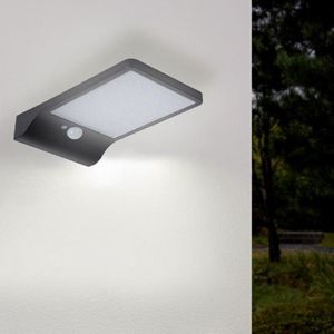 Zwarte LED wandlamp op zonne-energie 2,5W met bewegingsmelder - Wit licht - Kunststof - Zwart - SILUMEN