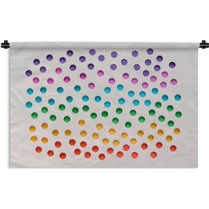 Wandkleed Regenbogen - Regenboogkleurige gaten in wit papier Wandkleed katoen 180x120 cm - Wandtapijt met foto XXL / Groot formaat!
