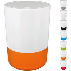 cosmetica-emmer Moji badpedaalemmer swingdeksel afvalcontainer met zwenkdeksel 5 liter met siliconen bodem wit/oranje