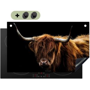 KitchenYeah® Inductie beschermer 85x52 cm - Schotse hooglander - Bruin - Zwart - Kookplaataccessoires - Afdekplaat voor kookplaat & Spatscherm achterwand - Inductiebeschermer - Inductiemat - Inductieplaat mat - Keuken decoratie