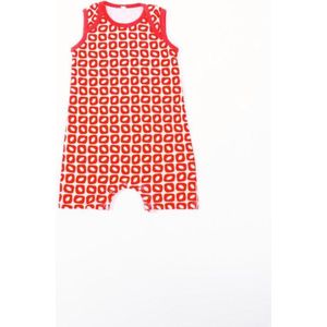 Ducksday - zomer  - pyama - romper -  baby -  unisex - Rood - Funky Red - maat 74 - PROMO
