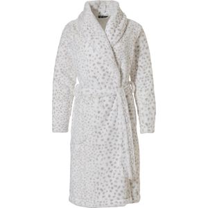 Pastunette Deluxe badjas fleece dames - wit-grijs - 75212-330-0/103 - maat 40/42