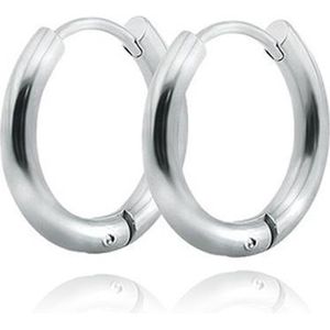 Smalle edelstaal oorringen Zilverkleurig-12mm