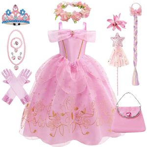 Joya Kids® Luxe Prinsessenjurk Lichtroze voor kinderen | Jurk met Glans & Tule | 11-delige Verkleedset met Accessoires | Verkleedjurk Meisje Tule Rok | Halloween kostuum | Carnaval kleding | Prinses kostuum Jurk | Maat 150
