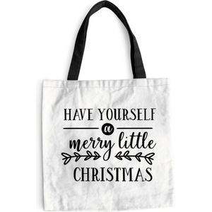 MuchoWow® Schoudertas - Strandtas - Big Shopper - Boodschappentas - Kerst quote ""Have yourself a merry little Christmas"" met een witte achtergrond - 40x40 cm - Katoenen tas