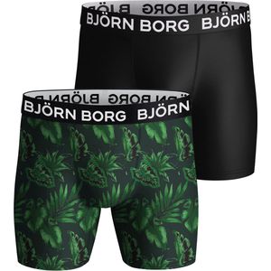 Bjorn Borg - Björn Borg Performance Boxershorts 2-Pack Zwart Groen - Heren - Maat L - Body-fit