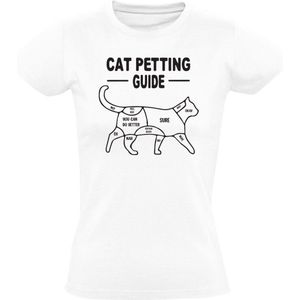 Cat petting guide Dames T-shirt - kat - huisdier - aaien - instructie - gebruiksaanwijzing - grappig