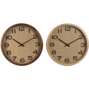 Muurklok Home ESPRIT Bruin Natuurlijk Hout Rotan 40 x 5 x 40 cm (2 Stuks)