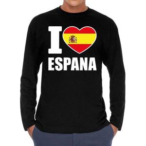 I love Espana supporter t-shirt met lange mouwen / long sleeves voor heren - zwart - Spanje landen shirtjes - Spaanse fan kleding heren S
