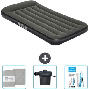 Bestway luchtbed - 1-Persoons - 99 x 188 x 30 cm - Groen - Inclusief Hoeslaken - Pomp en Reparatieset