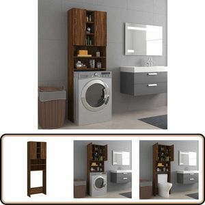 vidaXL Wasmachinekast 64x190 cm Bruin Eiken Wasmachinekast - Opbergkast - Badkameroplossing - Houten Kast - Brown Oak
