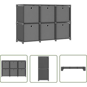 The Living Store Kast met 6 vakken met boxen 103x30x72,5 cm stof grijs - Vakkenkast - Opslagruimte - Kledingopslag - Woonkamerinrichting - Slaapkamerinrichting