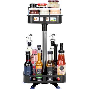 Belle Vous 2-laags kruidenrek draaibaar - Kruidencarrousel roterend - Lazy Susan keuken organizer voor kruidenpotjes en specerijen - Kruiden rek metaal