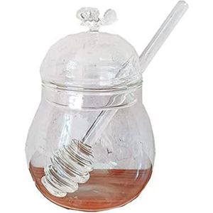 Glazen Honingpot, Transparante Jampotten, Glass honey pot, transparent jam jars, Honey dispenser Glass container