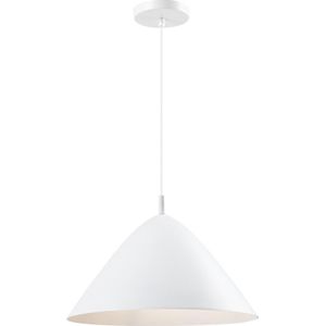 QUVIO Hanglamp retro - Lampen - Plafondlamp - Verlichting - Verlichting plafondlampen - Keukenverlichting - Lamp - E27 - Met 1 Lichtpunt - Voor binnen - D 40 cm - Metaal - Aluminium - Wit