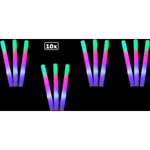 10x Foam stick LED licht multicolour - festival thema feest party disco led verlichting fun