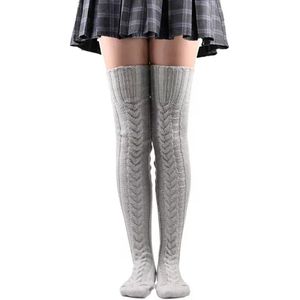 Kniekousen Dames - Hoge Kousen - Kniesokken - Hoge Sokken - Grijs - Zacht - Comfortabel - Warm - SOCKLET