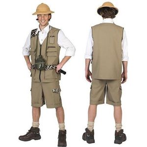 Funny Fashion - Jungle & Afrika Kostuum - Fake Freek Safari - Man - Wit / Beige - Maat 60-62 - Carnavalskleding - Verkleedkleding