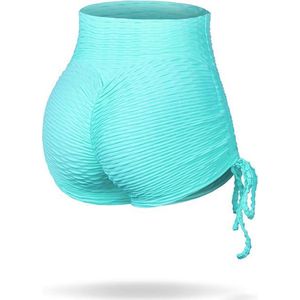 Hot Girl Summer Shorts - Sport short dames - Booty shorts - Curacao Blue - Yoga broek dames - Sport legging dames - Licht blauw - L