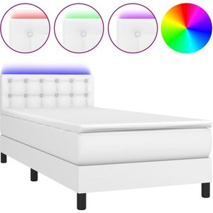 vidaXL-Boxspring-met-matras-en-LED-kunstleer-wit-90x190-cm