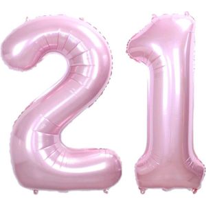 Ballon Cijfer 21 Jaar Roze Verjaardag Versiering Cijfer Helium Ballonnen Roze Feest Versiering 70 Cm Met Rietje