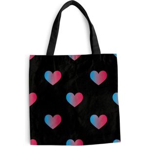 Schoudertas - Strandtas - Shopper Liefde - Roze - Blauw - Valentijn - 45x45 cm - Katoenen tas